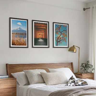 Conjunto de quadros para sala de estar paisagens naturais japonesas