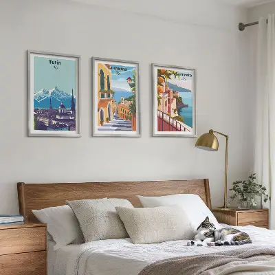 Composição de quadros moderna com paisagens urbanas retrô coloridas