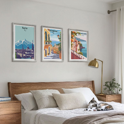 Composição de quadros moderna Paisagens urbanas retrô coloridas
