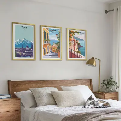 Composição de quadros moderna com paisagens urbanas retrô coloridas