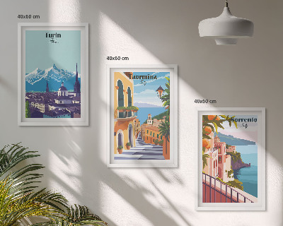 Composição de quadros moderna Paisagens urbanas retrô coloridas