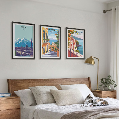 Composição de quadros moderna Paisagens urbanas retrô coloridas
