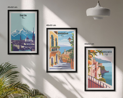 Composição de quadros moderna Paisagens urbanas retrô coloridas