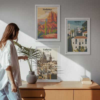 Composição de quadros moderna Vistas Sedona Sintra Valletta retrô