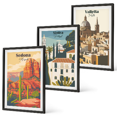 Composição de quadros moderna Vistas Sedona Sintra Valletta retrô