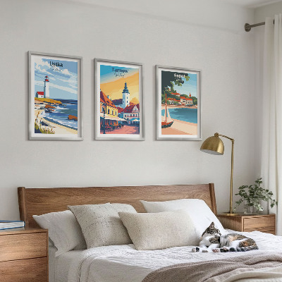 Conjunto de quadros para sala de estar Vistas da cidade Ustka Tarnów Sopot