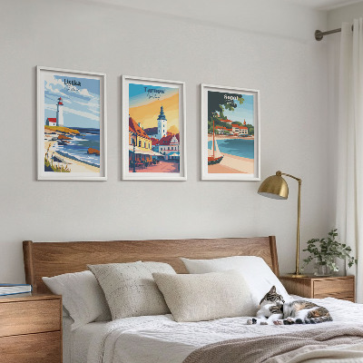 Conjunto de quadros para sala de estar Vistas da cidade Ustka Tarnów Sopot