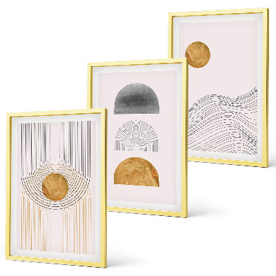Composição de quadros moderna Formas abstratas em tons de bege e cinza.