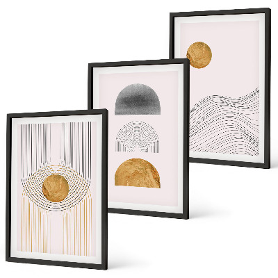 Composição de quadros moderna Formas abstratas em tons de bege e cinza.