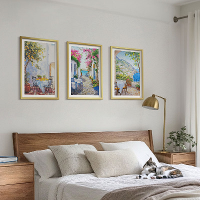 Composição de quadros moderna Ruas charmosas, plantas, mar
