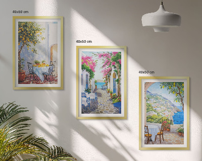 Composição de quadros moderna Ruas charmosas, plantas, mar