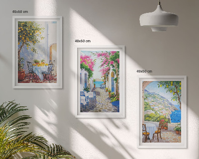 Composição de quadros moderna Ruas charmosas, plantas, mar