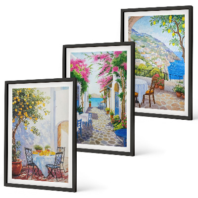 Composição de quadros moderna Ruas charmosas, plantas, mar