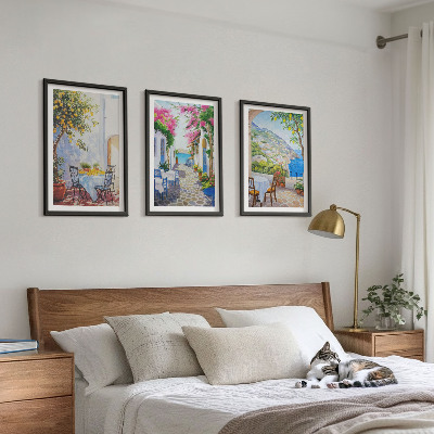 Composição de quadros moderna Ruas charmosas, plantas, mar