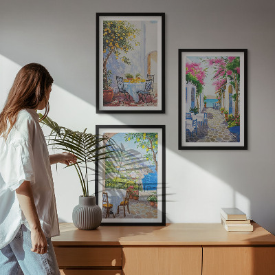 Composição de quadros moderna Ruas charmosas, plantas, mar
