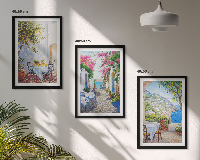 Composição de quadros moderna Ruas charmosas, plantas, mar