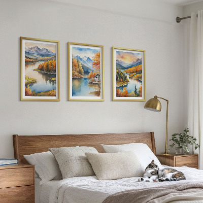 Conjunto de quadros para sala de estar Paisagens de montanha no outono