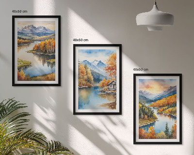 Conjunto de quadros para sala de estar Paisagens de montanha no outono