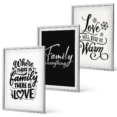Conjunto de quadros decorativos modernos com tema de família, amor, aconchego e lar