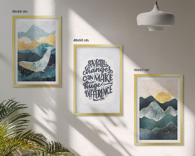 Conjunto de 3 quadros com moldura Inspiração abstrata de montanhas