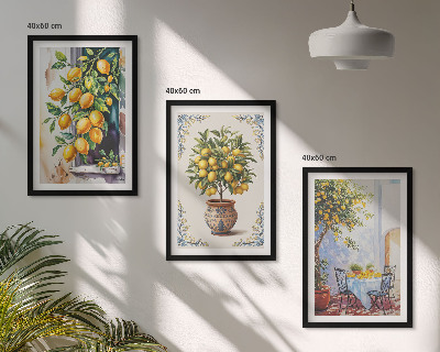 Conjunto de quadros para sala de estar Limoeiros frutos sol