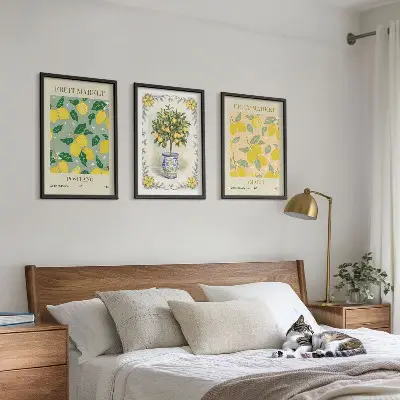 Conjunto de quadros decorativos modernos tema frutas cítricas da Itália