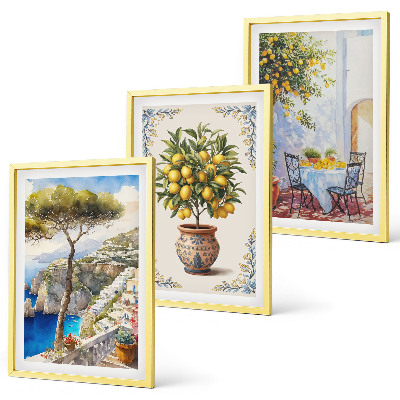 Conjunto de quadros para sala de estar mesa de limão-do-mar