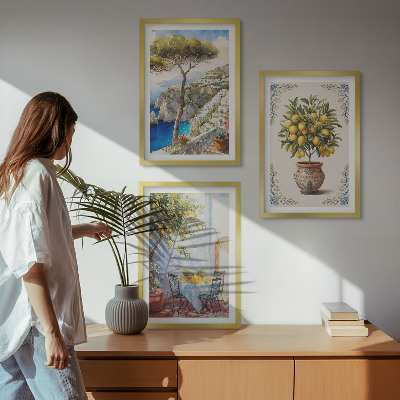 Conjunto de quadros para sala de estar mesa de limão-do-mar