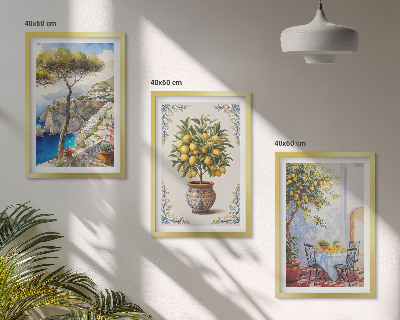 Conjunto de quadros para sala de estar mesa de limão-do-mar