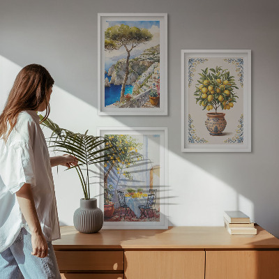 Conjunto de quadros para sala de estar mesa de limão-do-mar