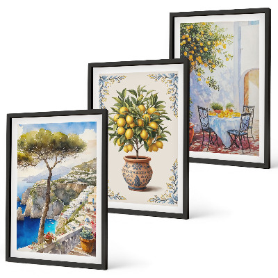 Conjunto de quadros para sala de estar mesa de limão-do-mar