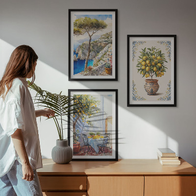 Conjunto de quadros para sala de estar mesa de limão-do-mar