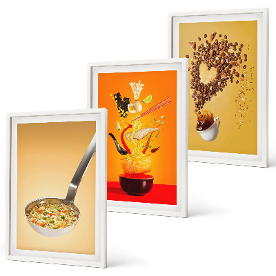 Composição de quadros moderna temas de comida de cozinha