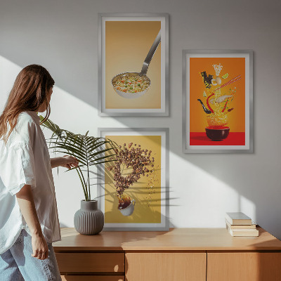 Composição de quadros moderna temas de comida de cozinha
