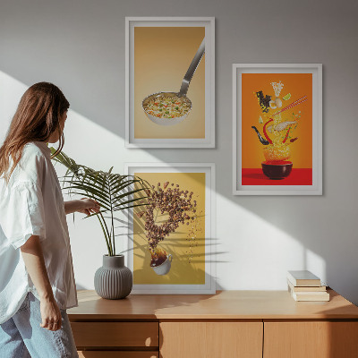 Composição de quadros moderna temas de comida de cozinha