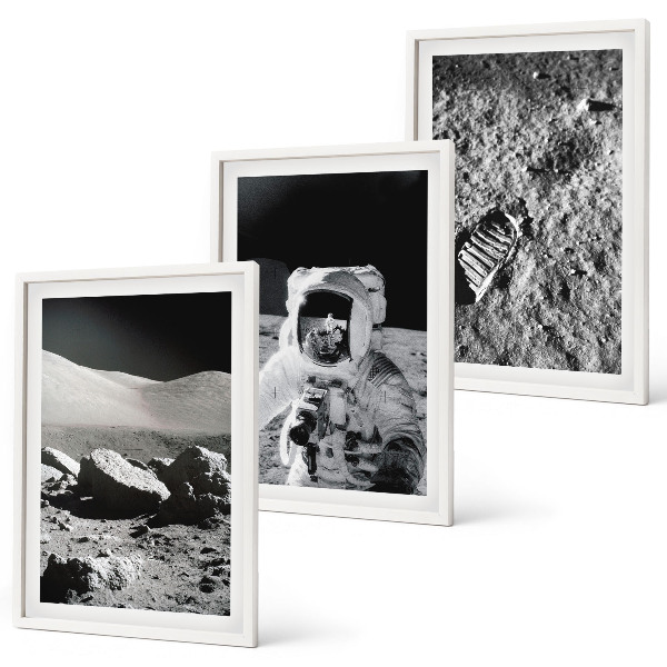 Conjunto de quadros para sala de estar Fotos da NASA de astronautas na Lua