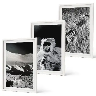 Conjunto de quadros para sala de estar com fotos da NASA de astronautas na Lua
