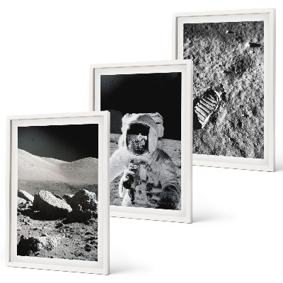 Conjunto de quadros para sala de estar Fotos da NASA de astronautas na Lua