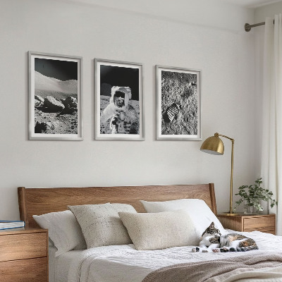 Conjunto de quadros para sala de estar Fotos da NASA de astronautas na Lua