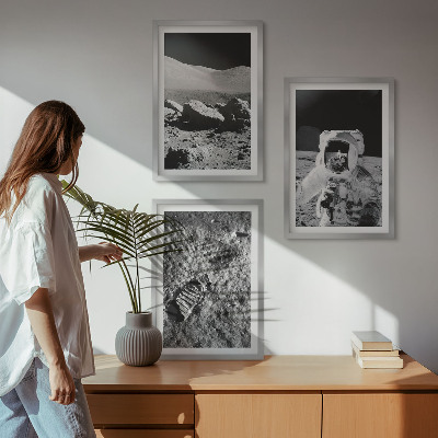 Conjunto de quadros para sala de estar Fotos da NASA de astronautas na Lua