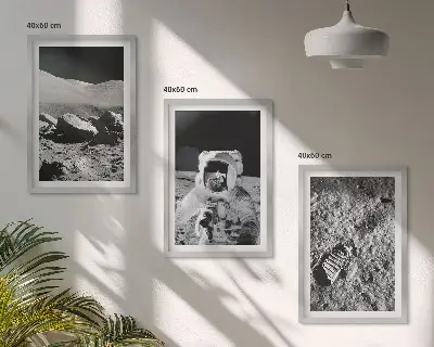 Conjunto de quadros para sala de estar com fotos da NASA de astronautas na Lua