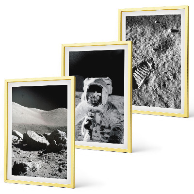 Conjunto de quadros para sala de estar Fotos da NASA de astronautas na Lua
