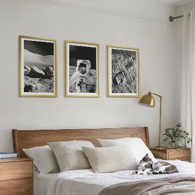 Conjunto de quadros para sala de estar com fotos da NASA de astronautas na Lua