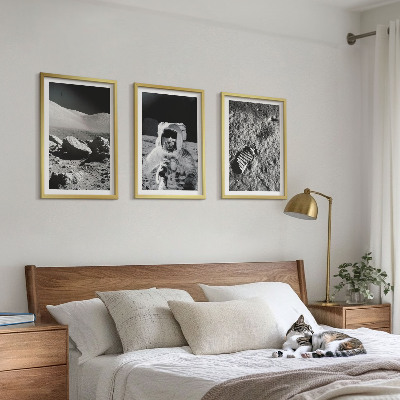 Conjunto de quadros para sala de estar Fotos da NASA de astronautas na Lua