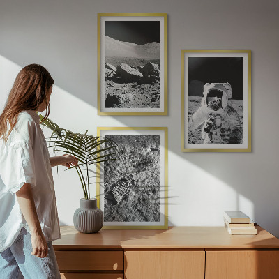 Conjunto de quadros para sala de estar Fotos da NASA de astronautas na Lua