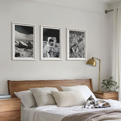 Conjunto de quadros para sala de estar Fotos da NASA de astronautas na Lua