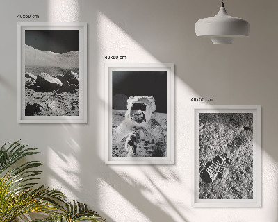 Conjunto de quadros para sala de estar Fotos da NASA de astronautas na Lua