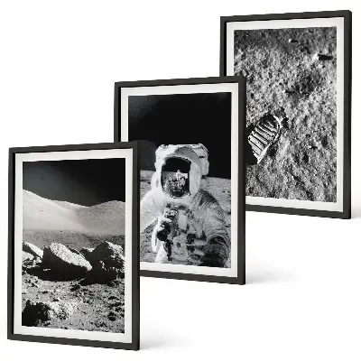 Conjunto de quadros para sala de estar com fotos da NASA de astronautas na Lua