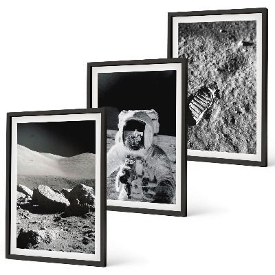 Conjunto de quadros para sala de estar Fotos da NASA de astronautas na Lua