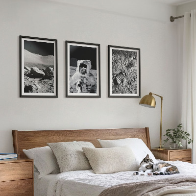 Conjunto de quadros para sala de estar Fotos da NASA de astronautas na Lua